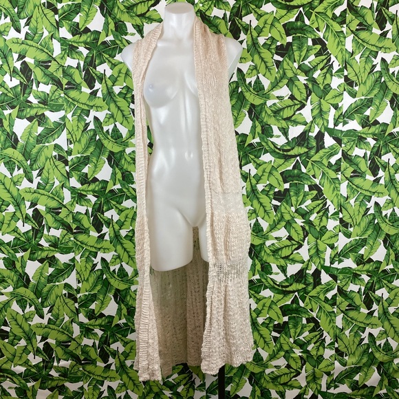 5 for $25 Code Cream Knit Crochet Vest Duster - Picture 1 of 5